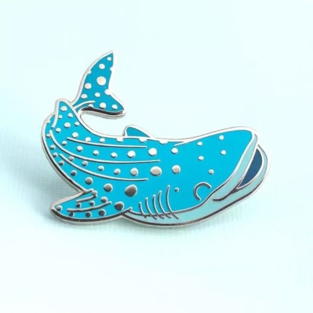 Whale Shark pin enamel blue silver ocean sea